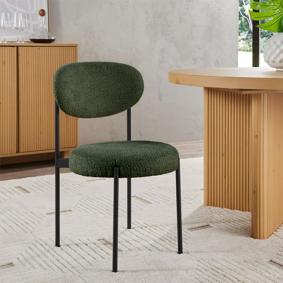 Better Homes & Gardens Boucle Dining Chairs, Olive, 2 Pack