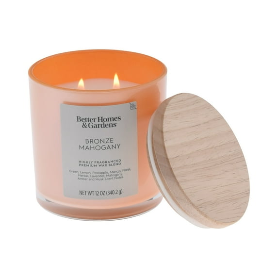 Better Homes & Gardens Bronze Mahogany Scented 2-Wick 12oz Iridescent Jar Candle