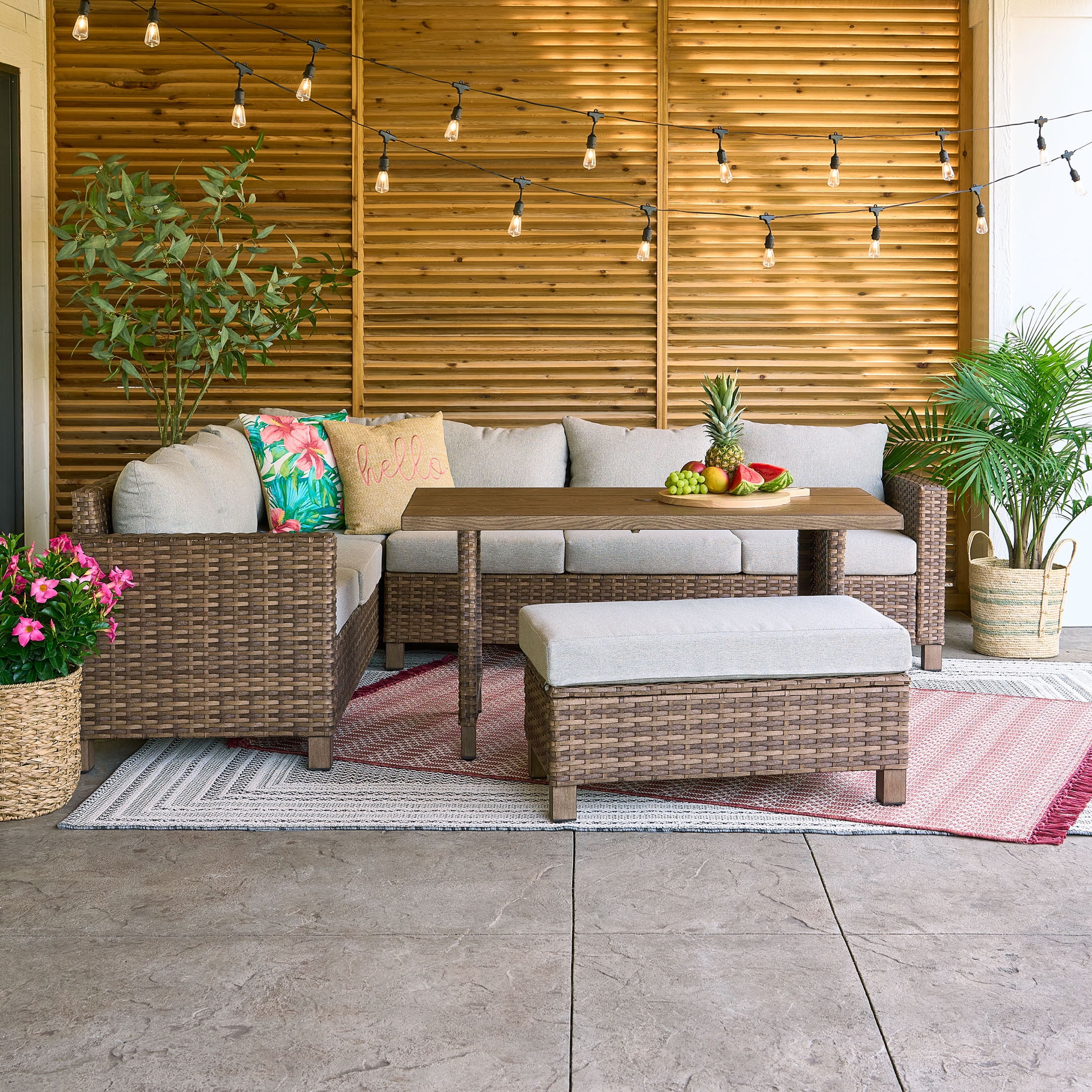 Better Homes And Gardens Brookbury 4 Piece Wicker Patio Sectional Dining