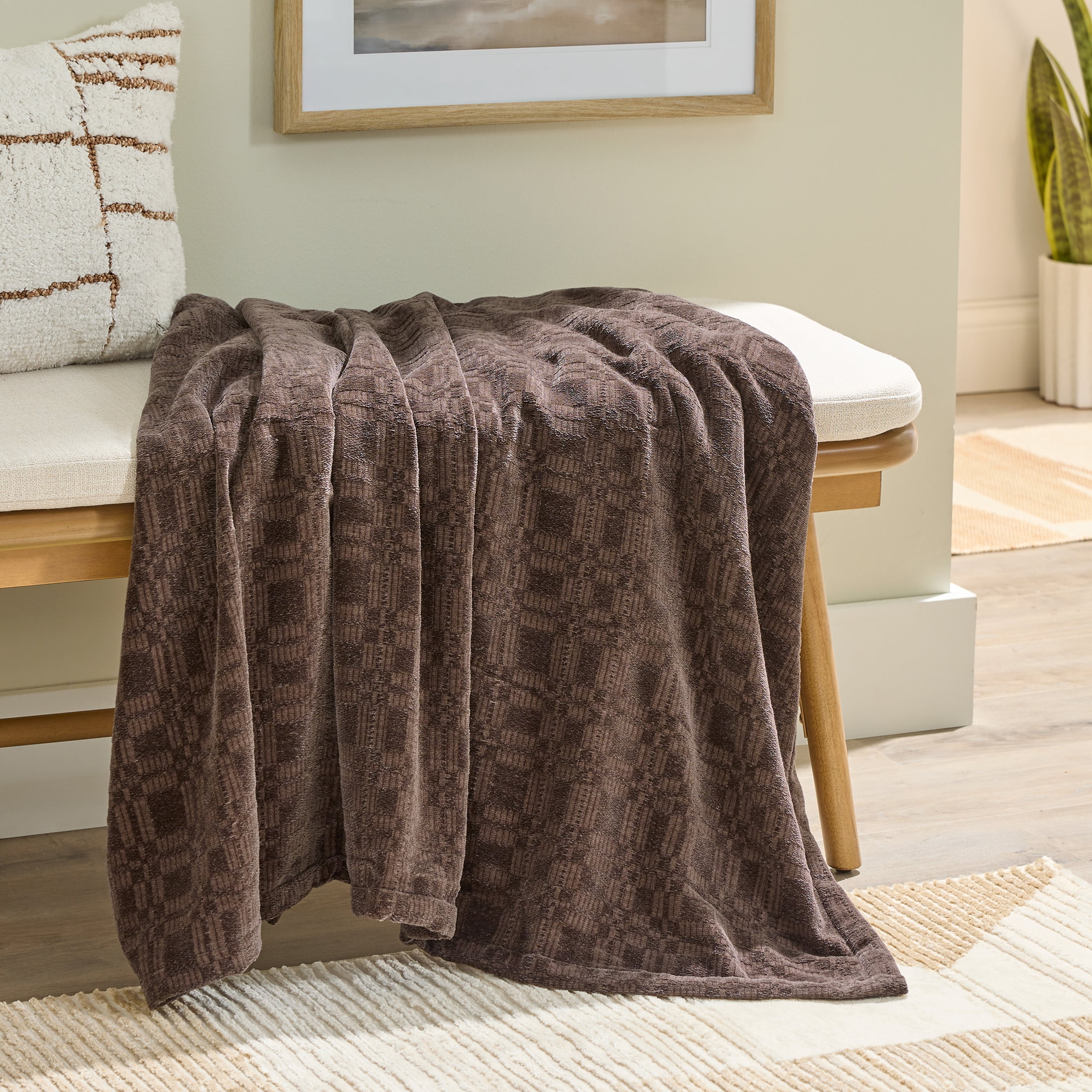 Better Homes & Gardens Brown Basket Chenille Woven 50x72' Throw