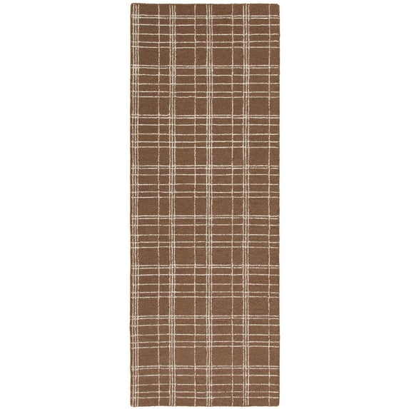 Better Homes & Gardens Brown Plaid Wool Indoor Runner Rug, 2'6"x7'