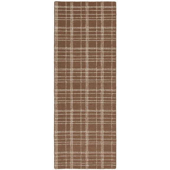 Better Homes & Gardens Brown Plaid Wool Indoor Runner Rug, 2'6"x7'