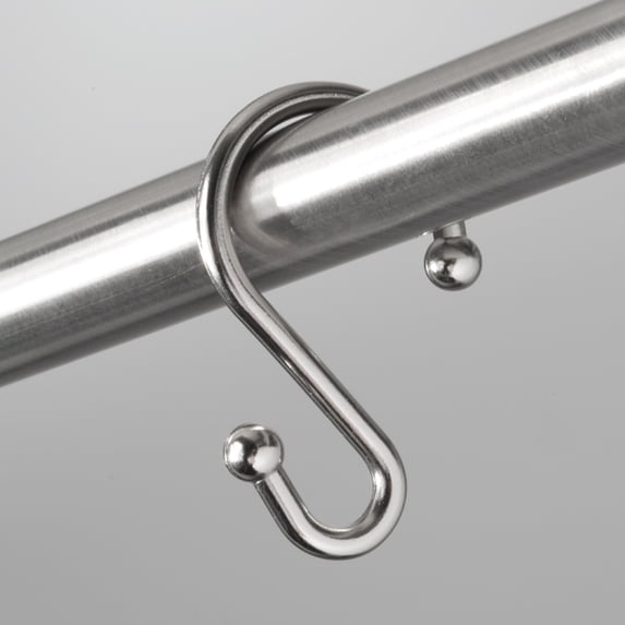 Better Homes & Gardens S Shaped Rustproof Shower Curtain Hooks Brushed Nickel , Set of 12