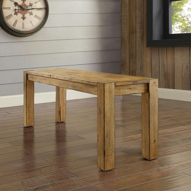 Better Homes & Gardens Bryant Solid Wood Dining Bench, Rustic Brown