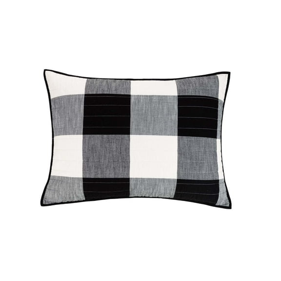 Better Homes & Gardens Buffalo Plaid Cotton Pillow Shams, Black, KIng, (2 Count), All Ages
