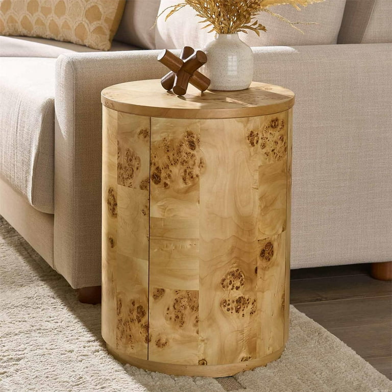 Better Homes Gardens Burlwood Round End Table Light Burl Wood Veneer Walmart