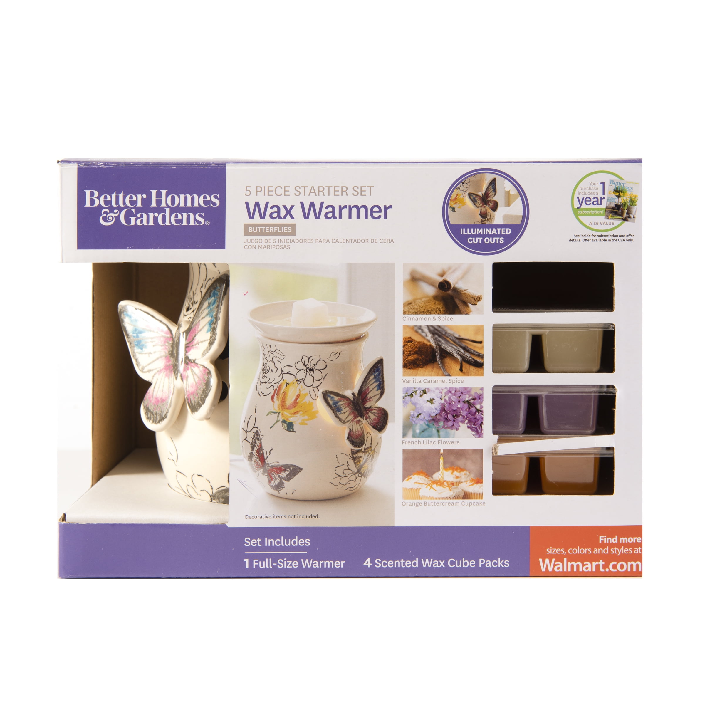 Better Homes & Gardens Butterflies FullSize Wax Warmer Starter Set