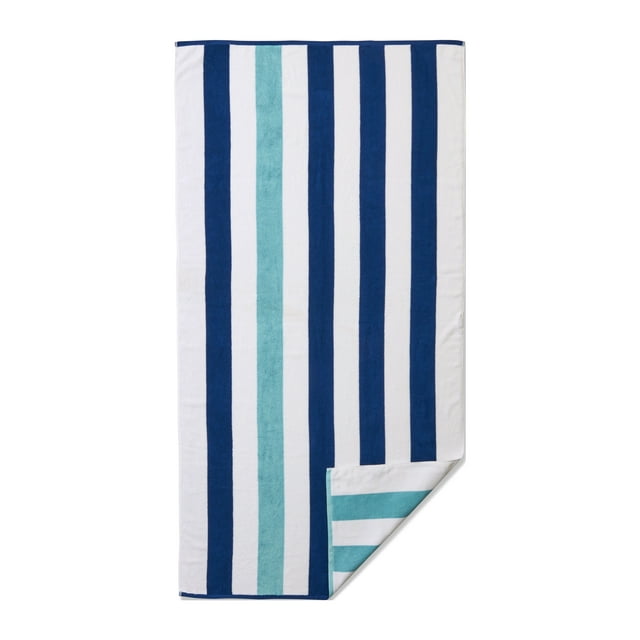 Better Homes & Gardens Cabana Reversible Striped Beach Towel, Blue