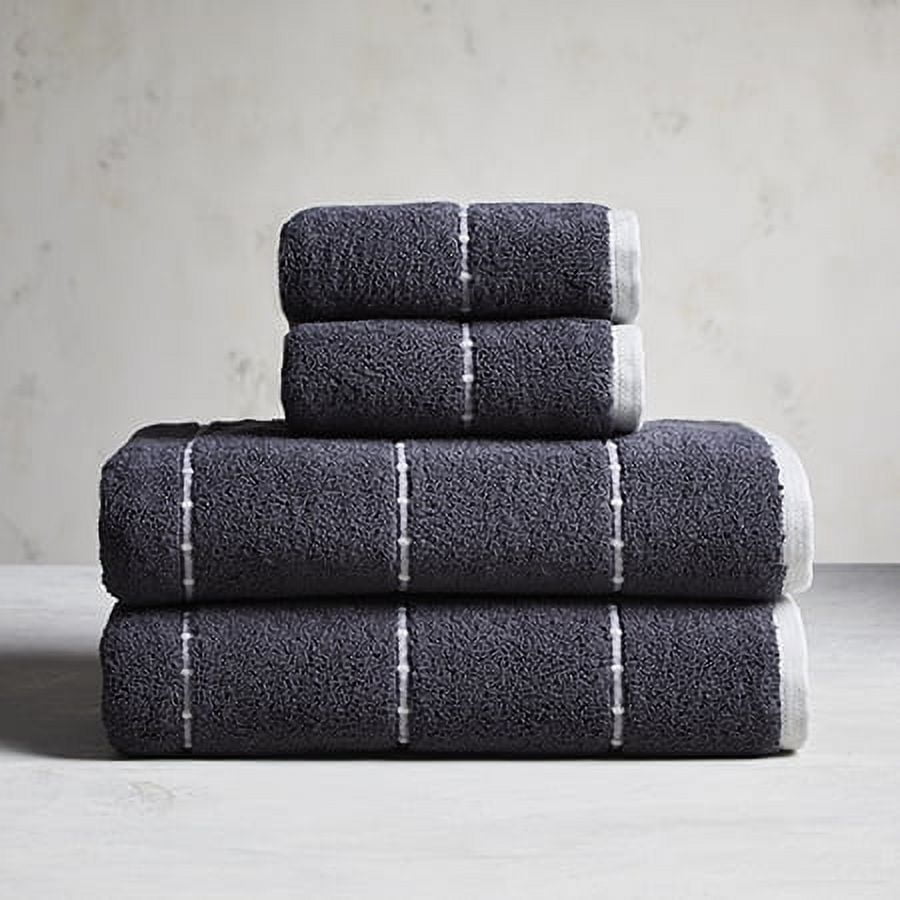 Better Homes & Gardens Caldwell Stripe Bath Towel, Soft Silver, Gray