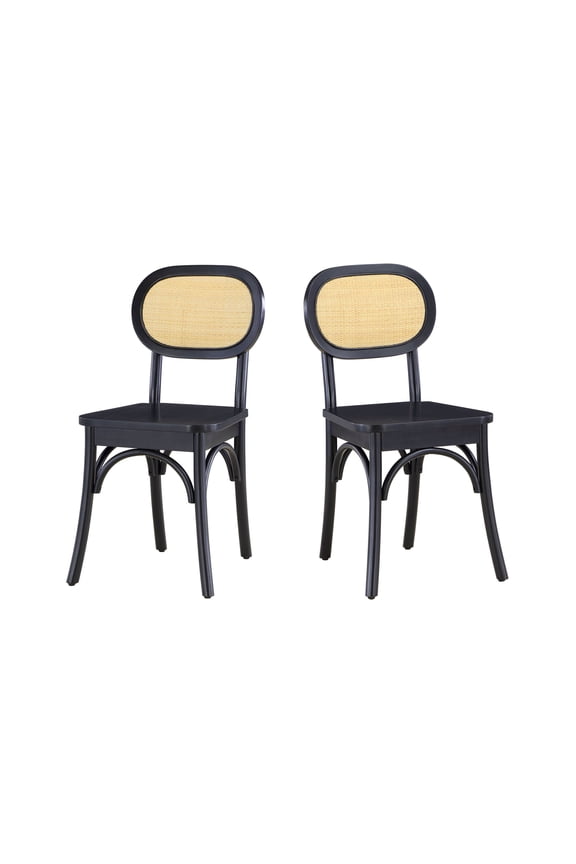 Better Homes & Gardens Camden Dining Chairs with Rattan and Solid Wood, Black Wood finish, by Dave & Jenny Marrs