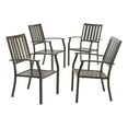 thumbnail image 1 of Better Homes & Gardens Camrose Farmhouse Steel Outdoor Slat Back Dining Chair - Set of 4, Brown, 1 of 8