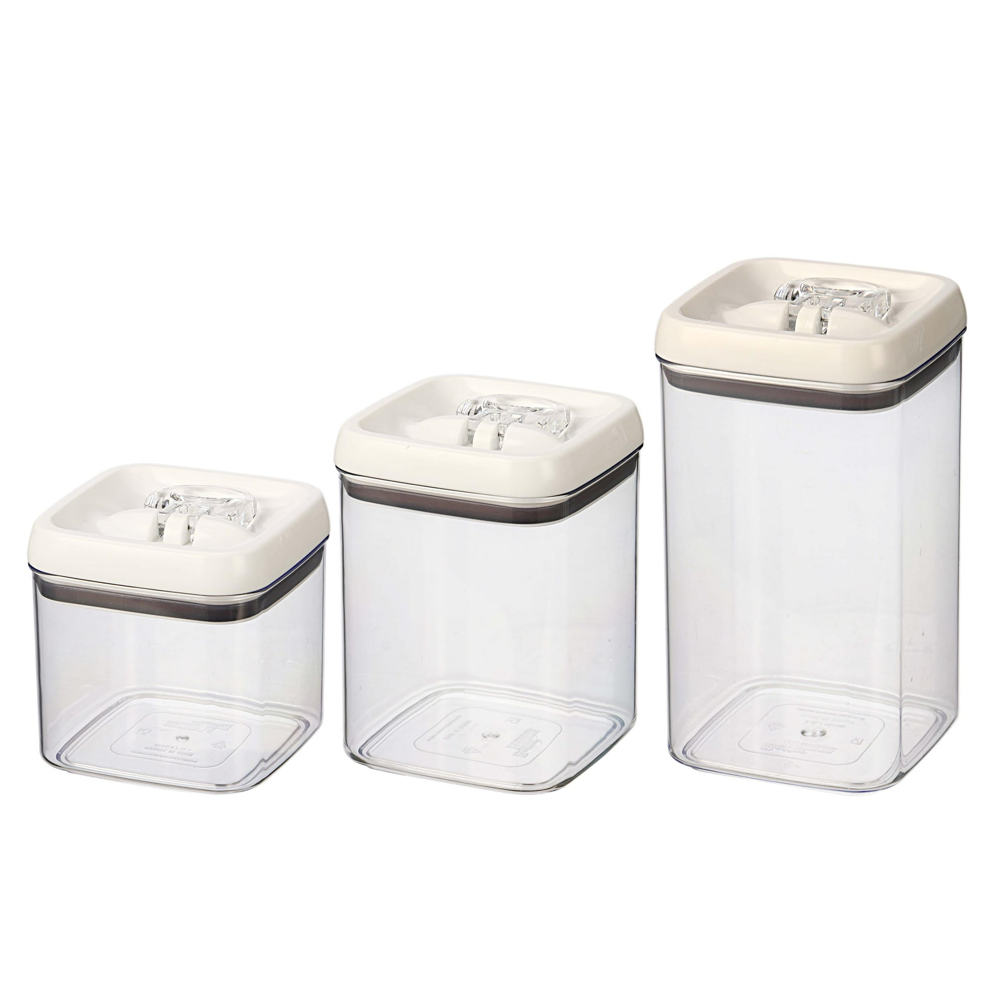 Better Homes & Gardens Canister Pack of 3, Flip-Tite® Square Food Storage Container Set, Made for Pantry Organization and Food Storage