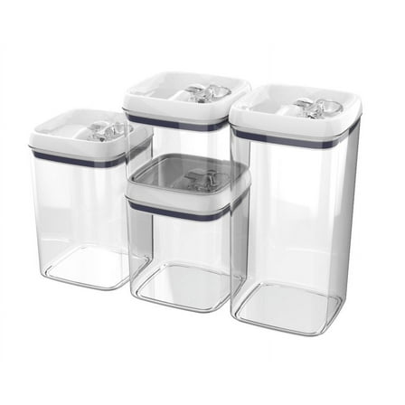 Better Homes & Gardens Canister Pack of 4, Flip-Tite® Square Food Storage Container Set