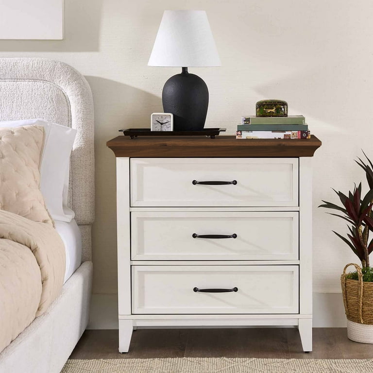 White and light wood nightstand discount