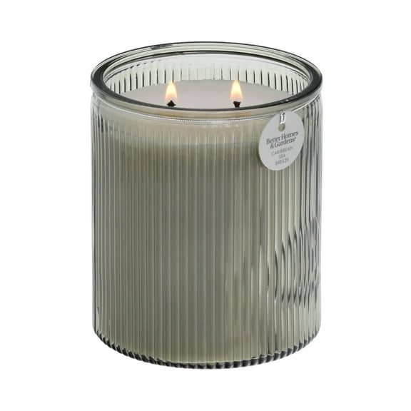Better Homes & Gardens Caribbean Sea Breeze Scented 2-Wick 17.1oz Ribbed Jar Candle