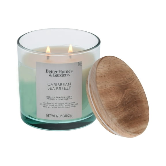 Better Homes and Gardens Caribbean Sea Breeze Scented 2-Wick Ombre Jar Candle 12oz.