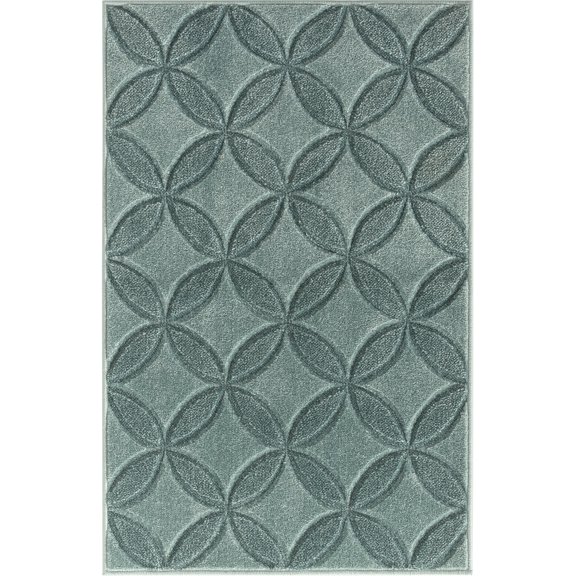 Better Homes & Gardens Carved Geo Indoor Accent Rug, Aqua Petals, 30" x 46"