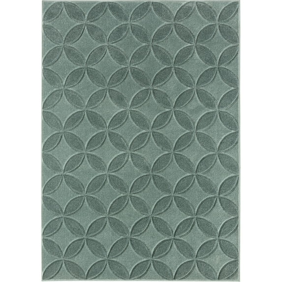 Better Homes & Gardens Carved Geo Indoor Accent Rug, Aqua Petals, 5' x 7'