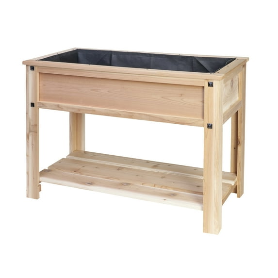 Better Homes & Gardens Cedar Raised Garden Bed,, Legs and Shelf, Natural