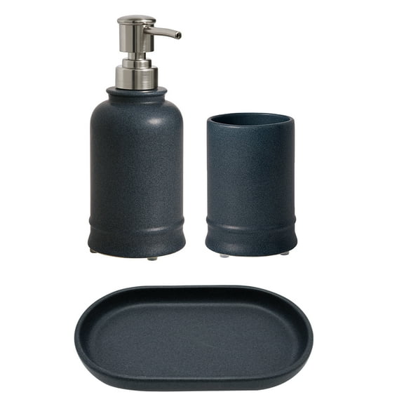 &nbsp;Better Homes & Gardens 3-Piece Ceramic Apothecary Bathroom Set, Blue