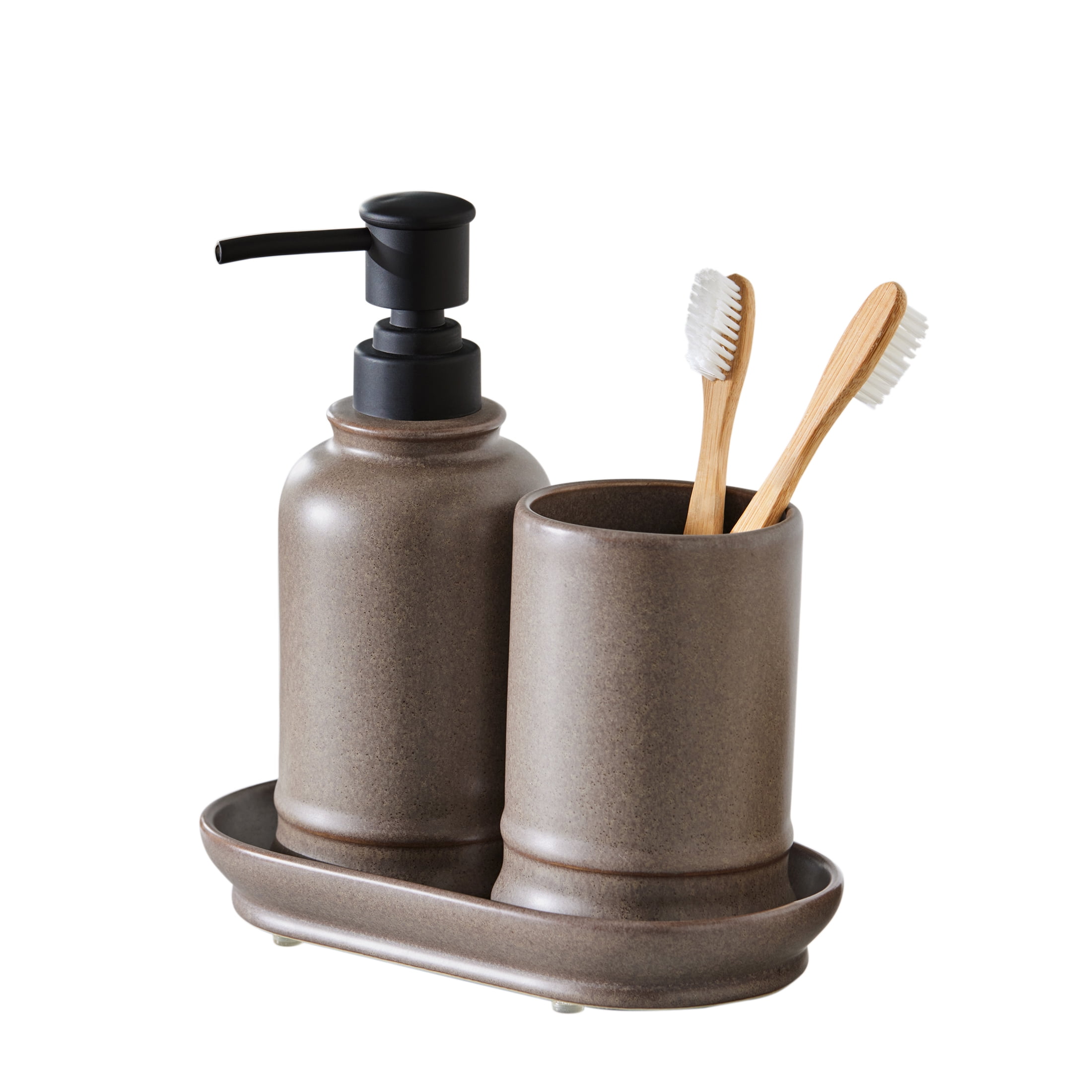 Better Homes & Gardens 3 Piece Bath Set Plain Bathroom Ceramic, Plastic Bathroom Canister Sets