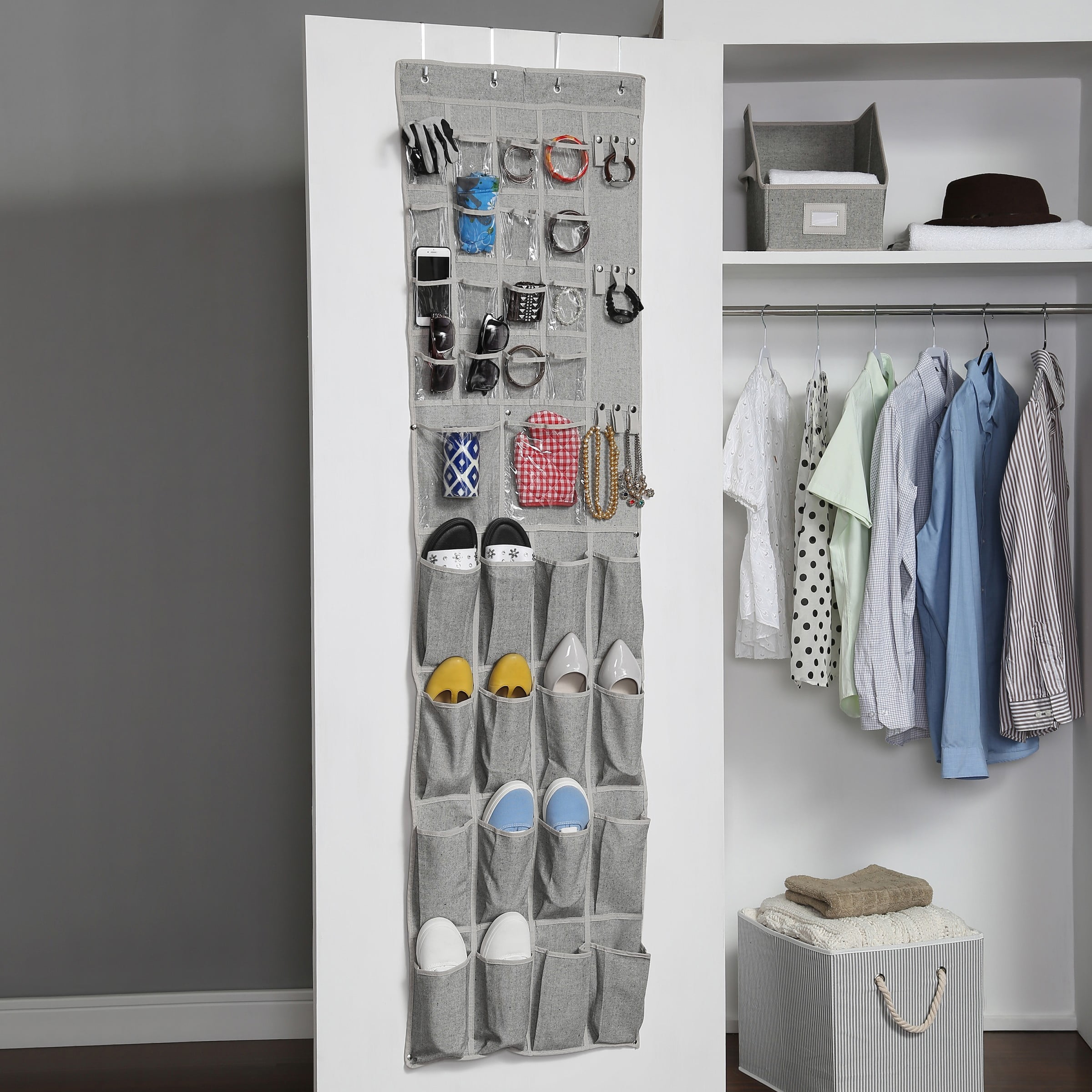 Organize It All Overdoor 12 Pair Shoe Rack With 4 Accessory Hooks : Target