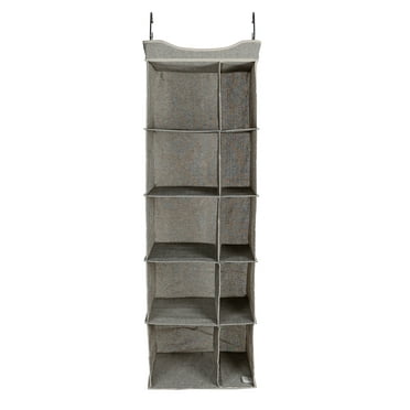 Better Homes & Gardens Charleston10-Compartment Hanging Closet Organizer, Fabric, 16"W x 12"D x 48"H