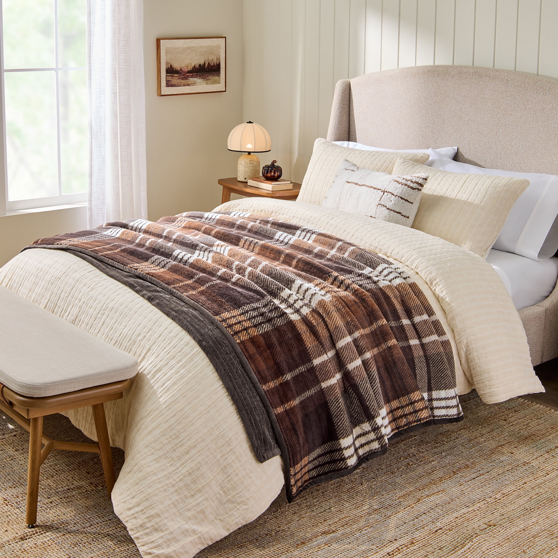 Better Homes & Gardens Chenille Bed Blanket, Brown, Queen Size, 90 x 96 in