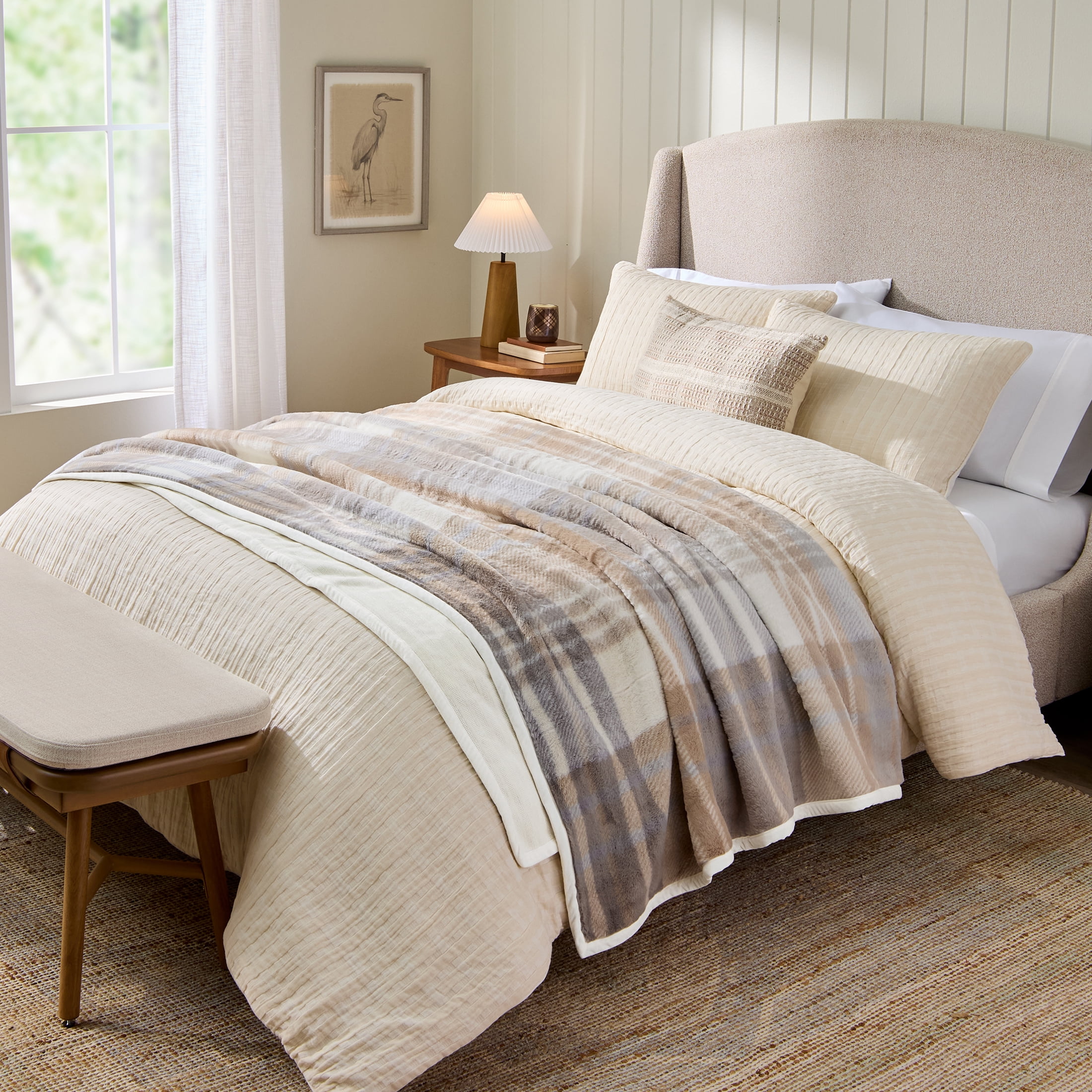 Better Homes & Gardens Chenille Bed Blanket, Ivory, Queen Size, 90 x 96 in