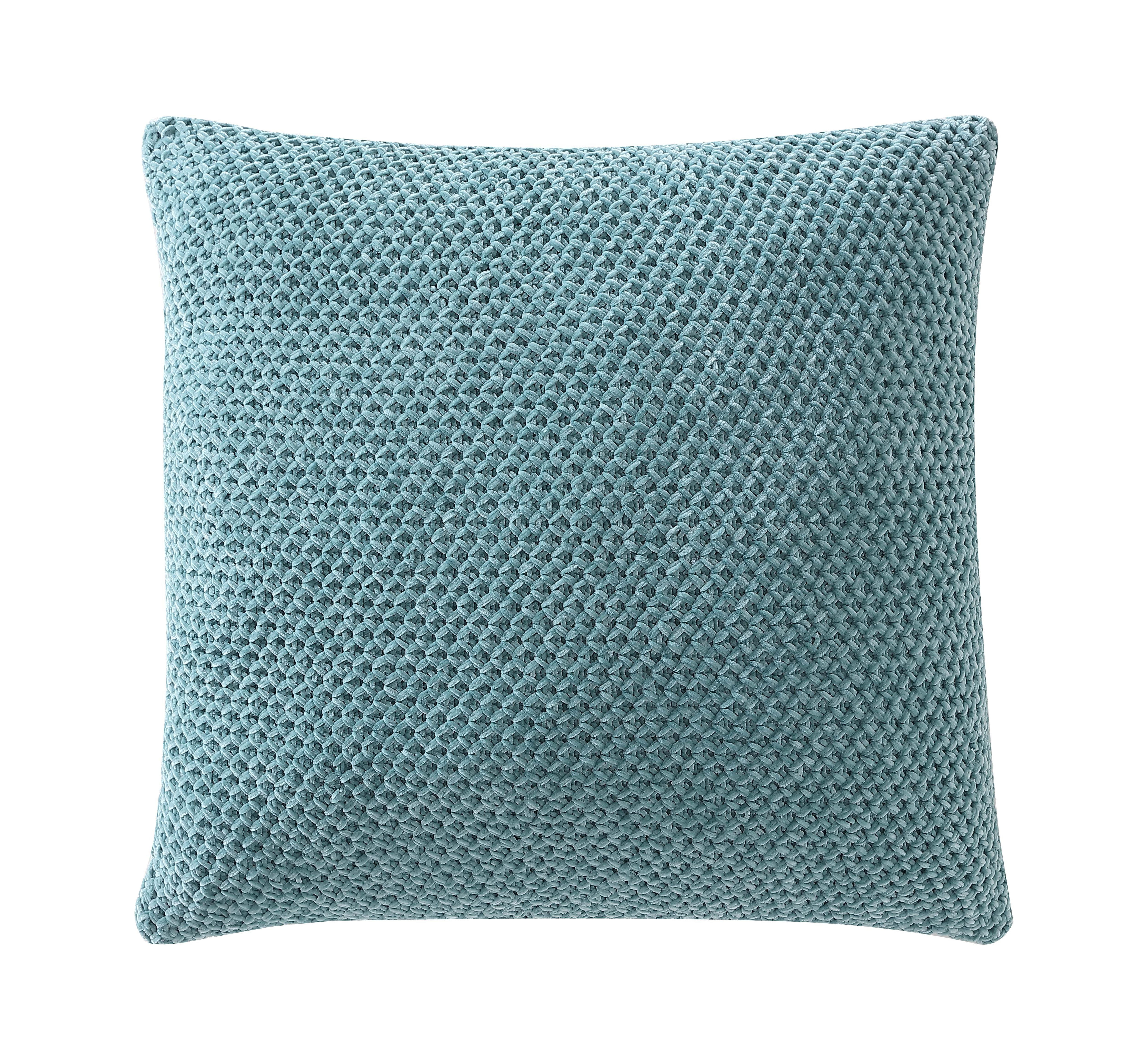 Better Homes & Gardens, Chenille Knit Decorative Pillow, Square, Aqua, 20'' x 20'', 1 Pack