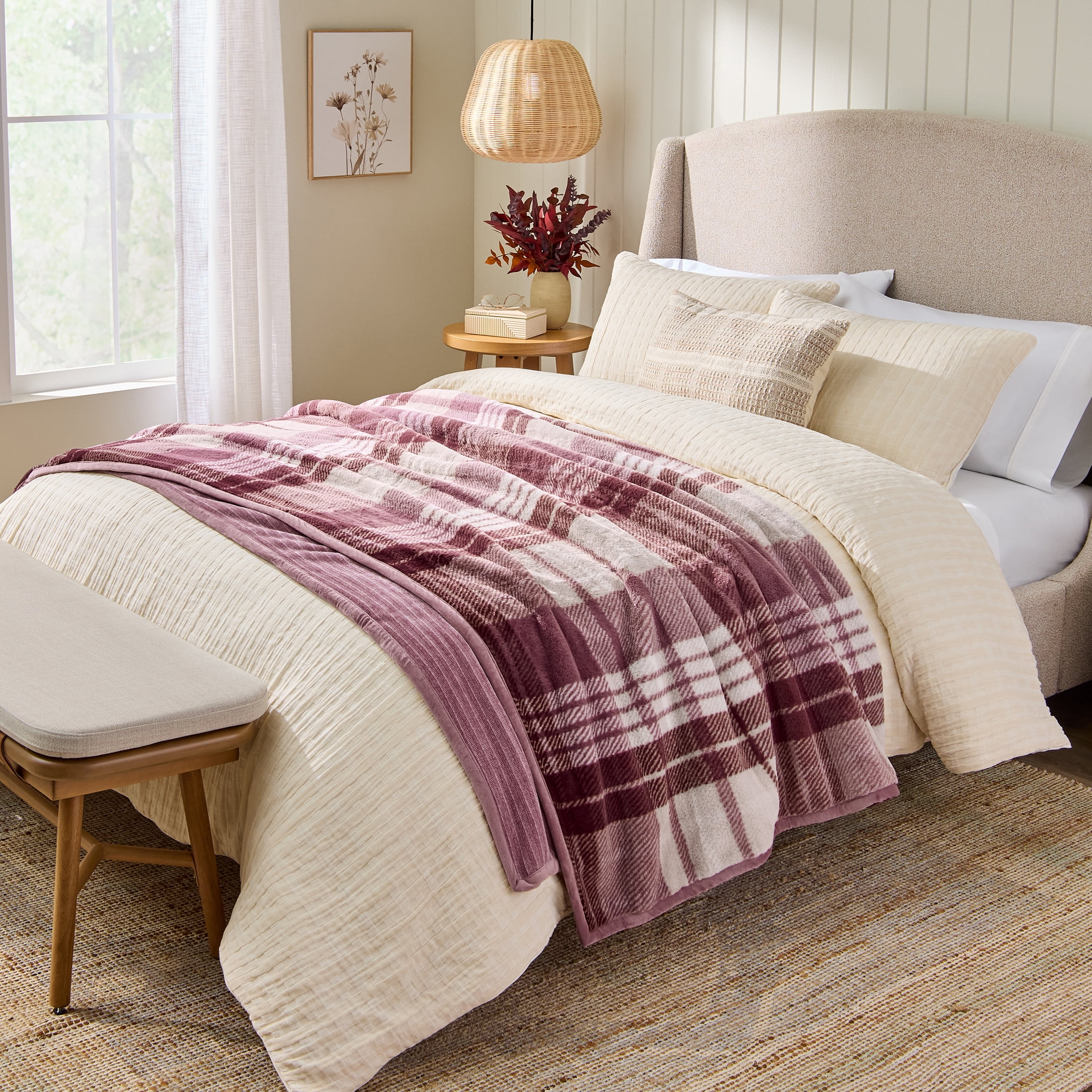 Better Homes & Gardens Chenille Bed Blanket, Violet, King Size, 108 x 96 in