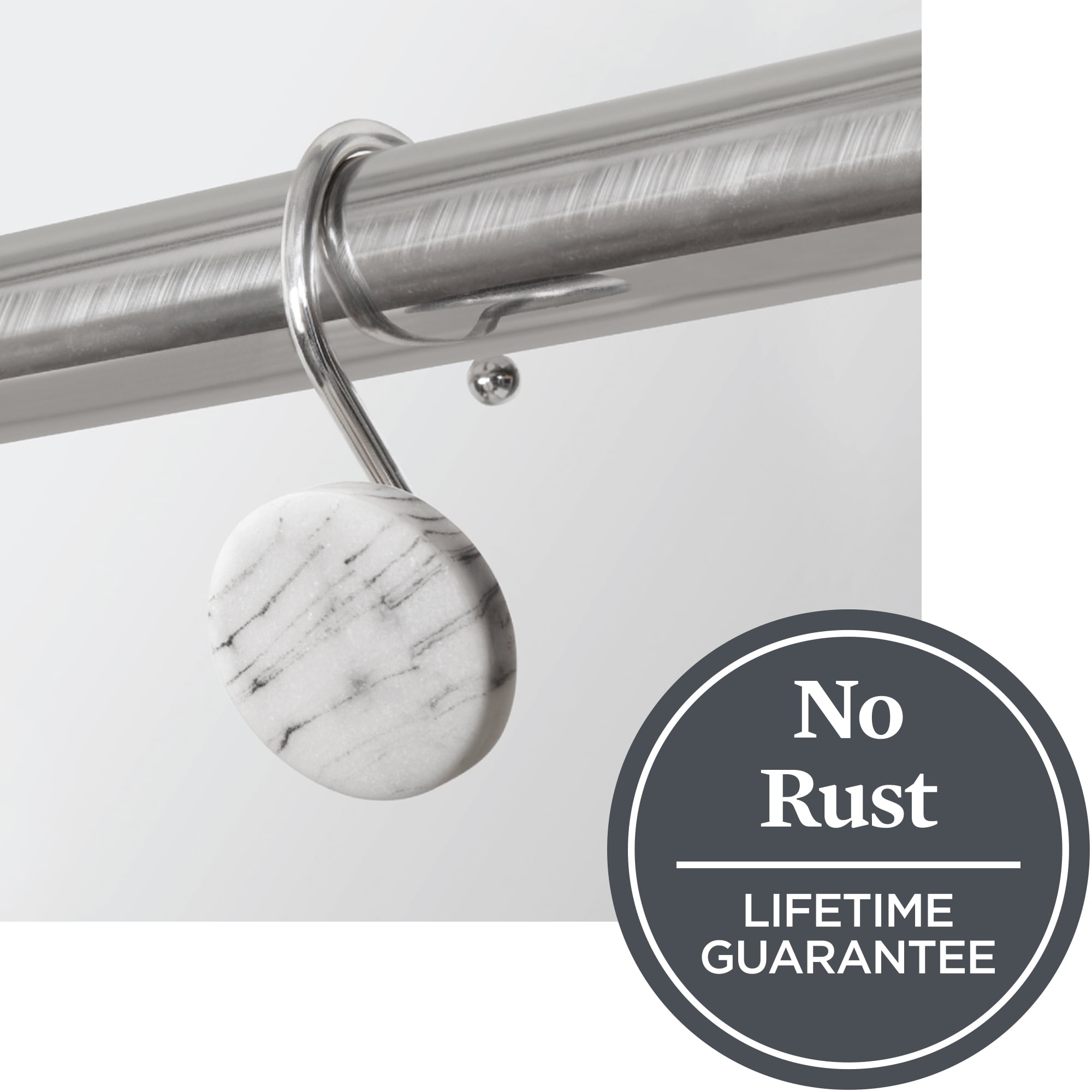 Better Homes & Gardens Rustproof Faux Marble Shower Curtain Hooks, Set of 12