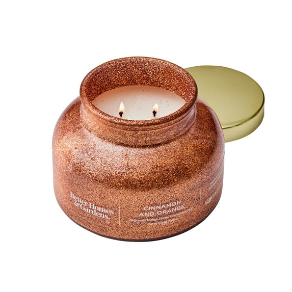Better Homes & Gardens Cinnamon Orange Scented 2 Wick Glitter 18oz Jar Candle