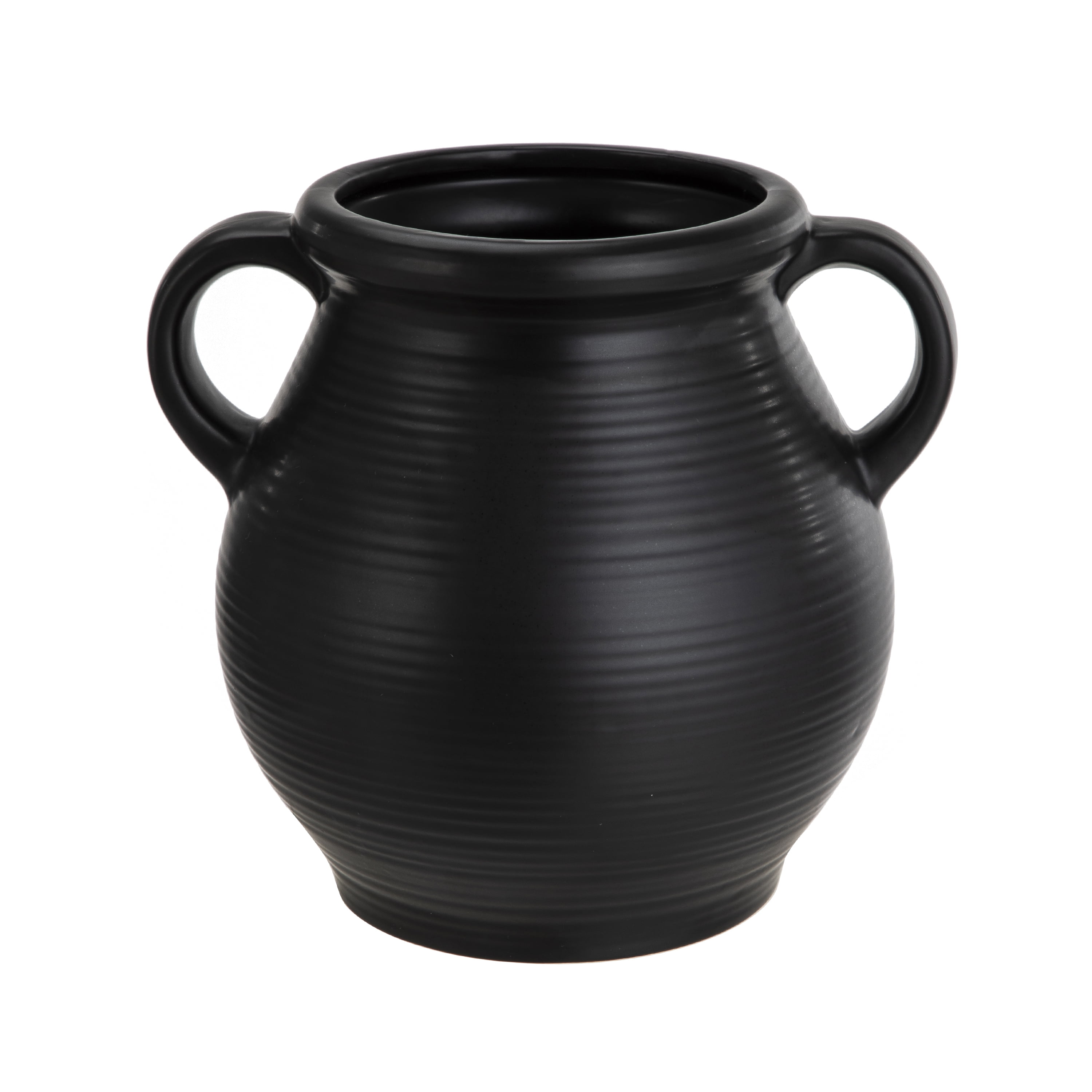 Better Homes & Gardens Classic Black Ceramic Tabletop Vase with Ribbed Finish - Walmart.com