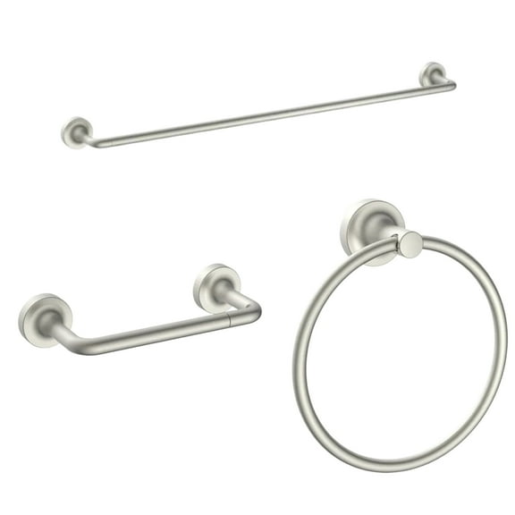 Better Homes & Gardens Clean Modern 3-Piece Bathroom Hardware Set, Satin Nickel  Towel Bar, Robe Hook & Toilet Paper Holder