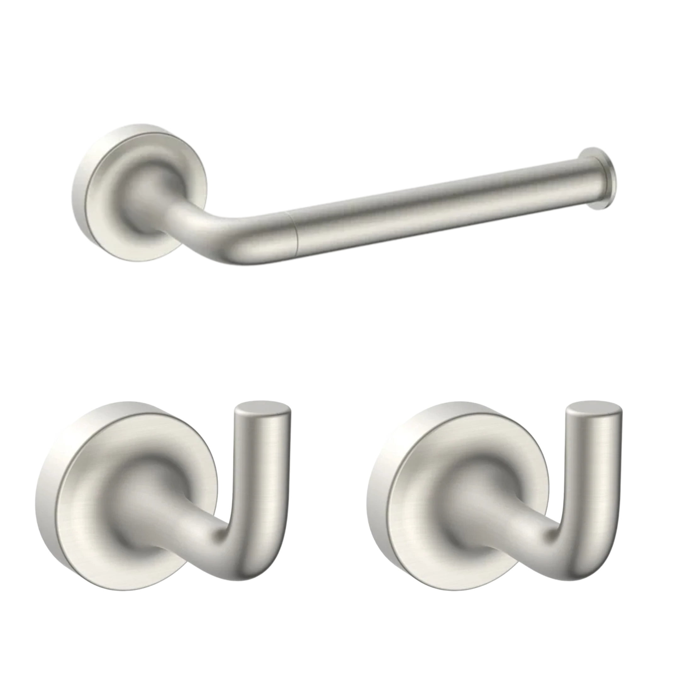 Better Homes & Gardens Clean Modern Bathroom Hardware Set – Satin Nickel Robe Hook & Toilet Paper Holder, Wall Mount, Rust-Resistant