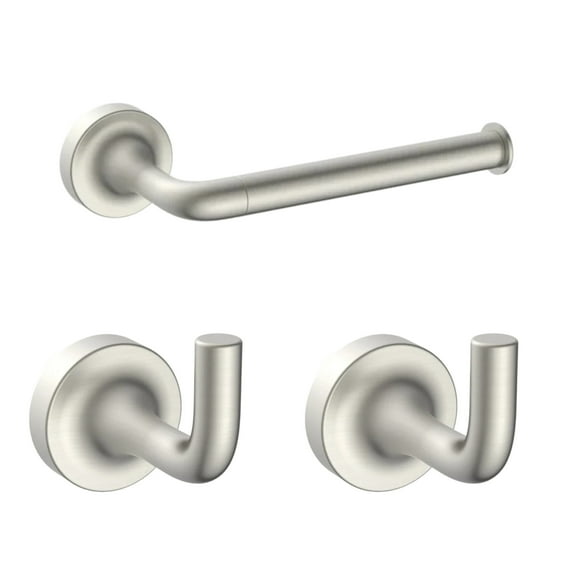 Better Homes & Gardens Clean Modern Bathroom Hardware Set  Satin Nickel Robe Hook & Toilet Paper Holder, Wall Mount, Rust-Resistant