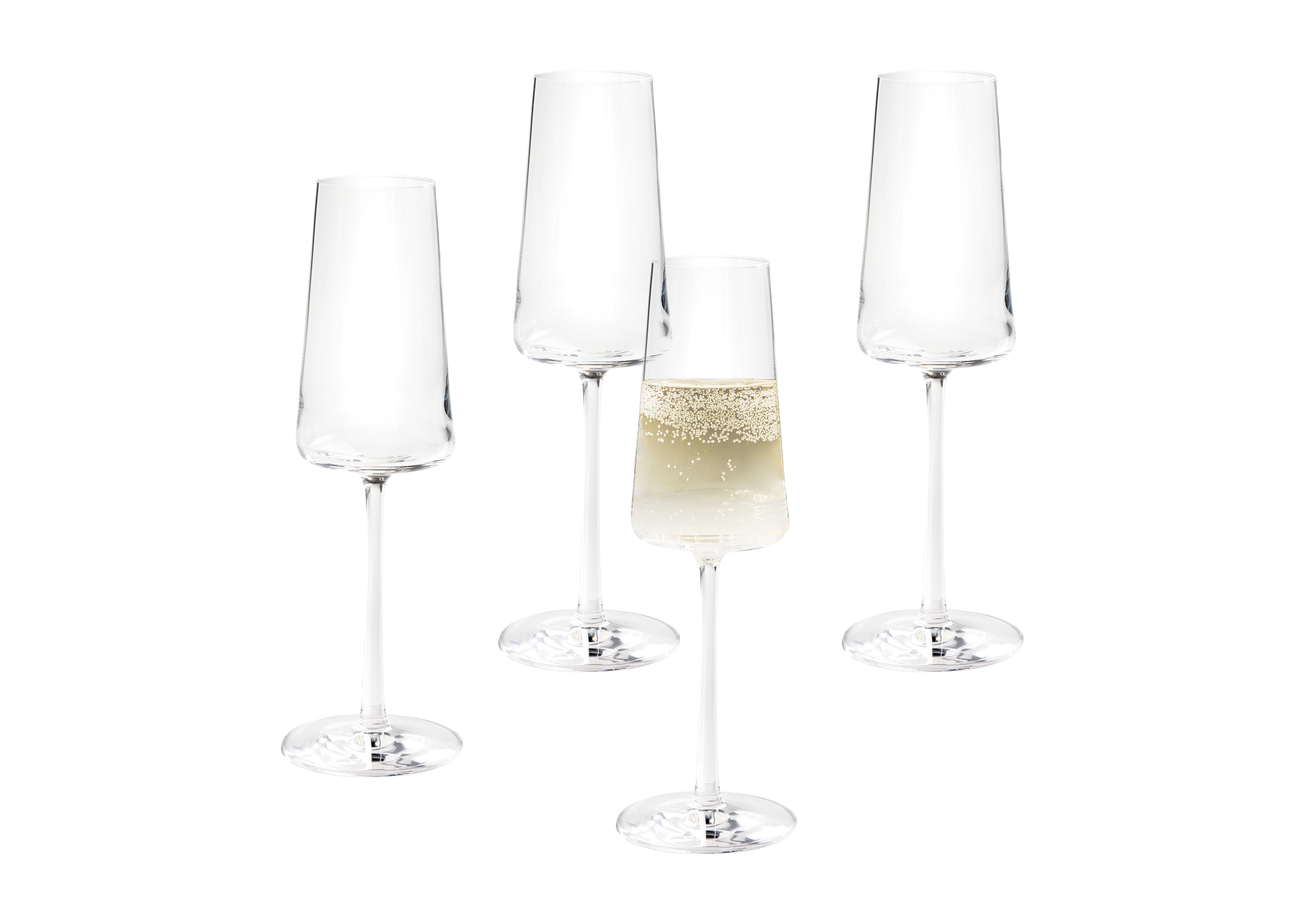 Clear Glass Flared Champagne Flutes, 8 oz, Set of 4