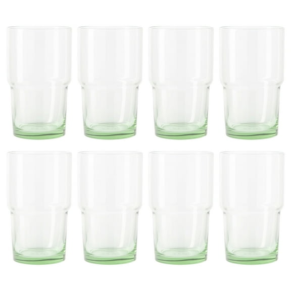 Better Homes & Gardens Clear Green Glass, Glassware, 8 Pack, 15 oz