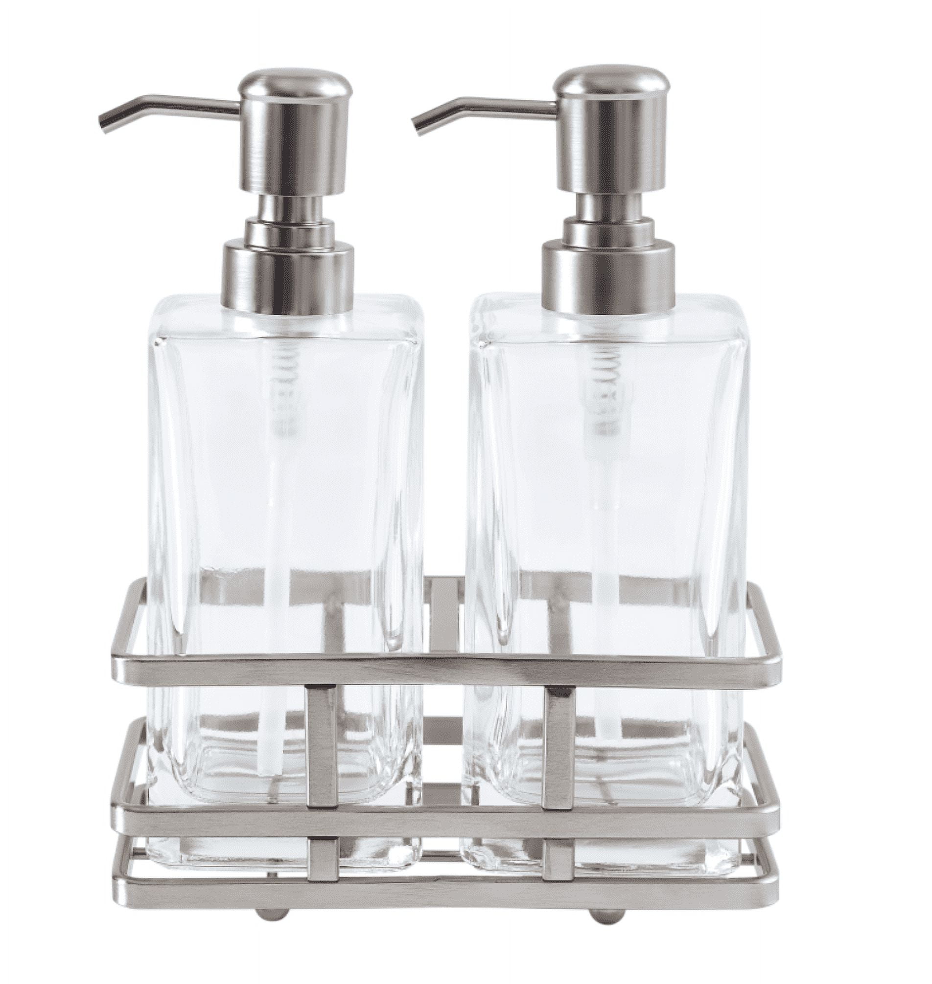 Better Homes & Gardens Clear Soap and Lotion Pump 2-Piece Set with Brushed Nickel Caddy, 13.4 oz