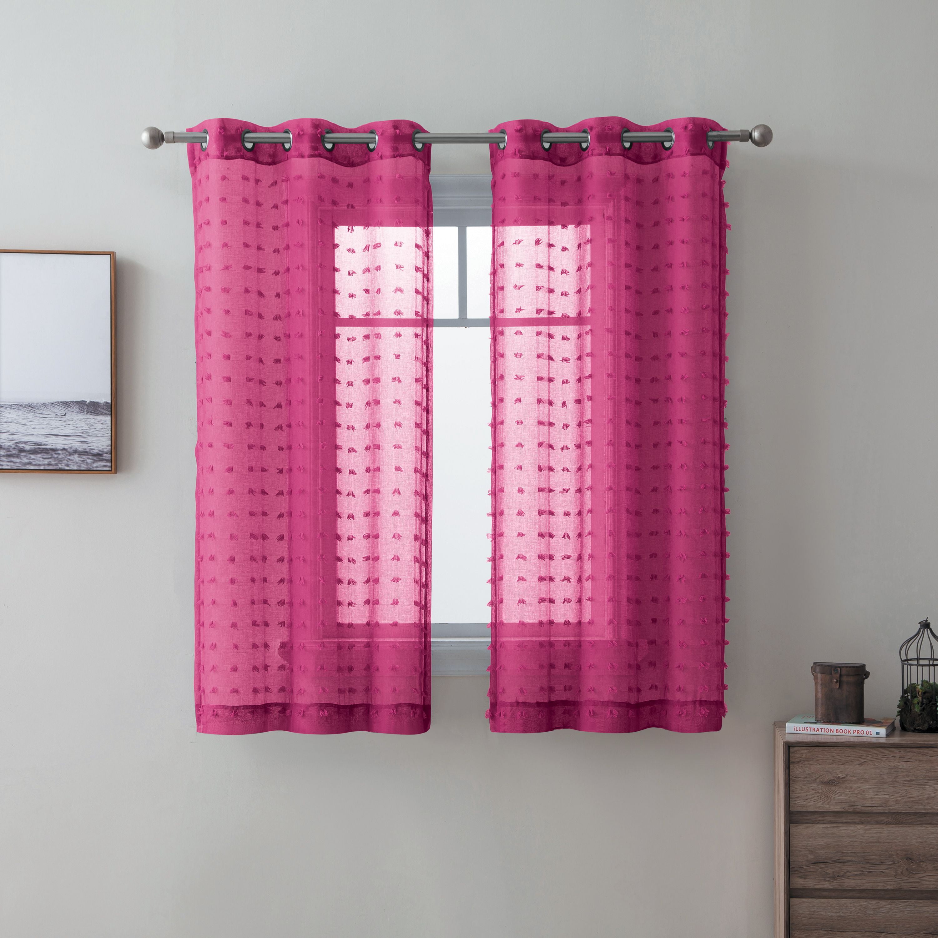 Better Homes & Gardens Clipped Pom Pom Window Curtain Panel, Set of 2