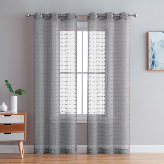 Better Homes & Gardens Clipped Pom Pom Window Curtain Panel, Set of 2