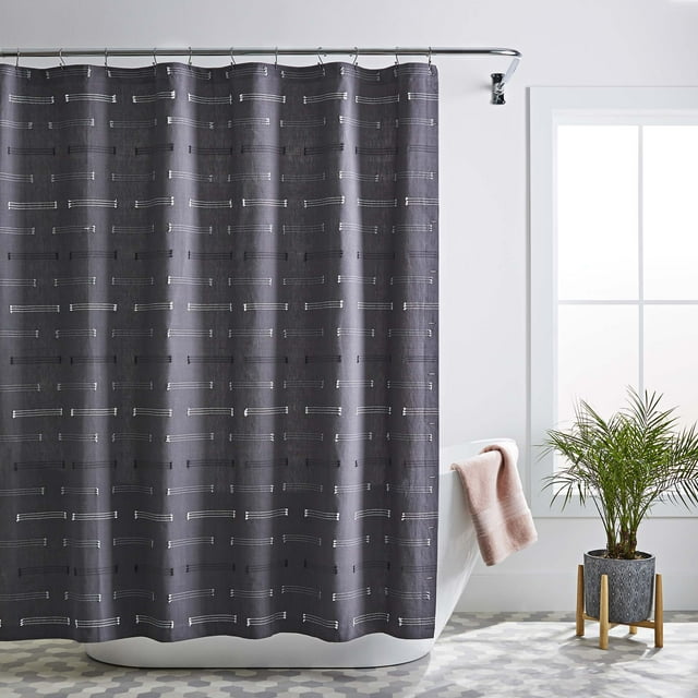 Better Homes & Gardens Clipped Stripe Cotton Shower Curtain, 72" x 72
