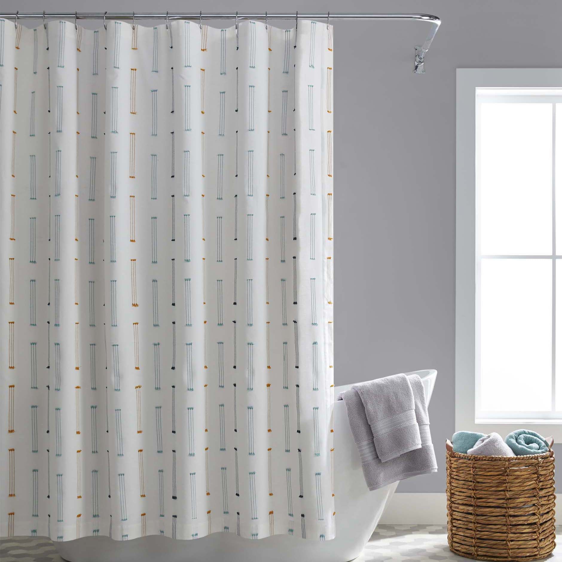 Better Homes & Gardens Clipped Stripe Cotton Shower Curtain, 72" x 72