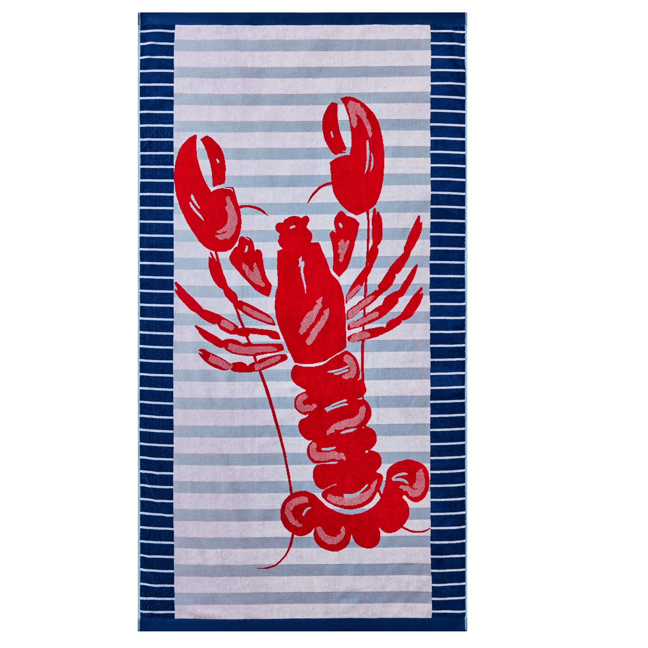 Better Homes & Gardens Coastal Lobster Striped Cotton-Blend Beach Towel