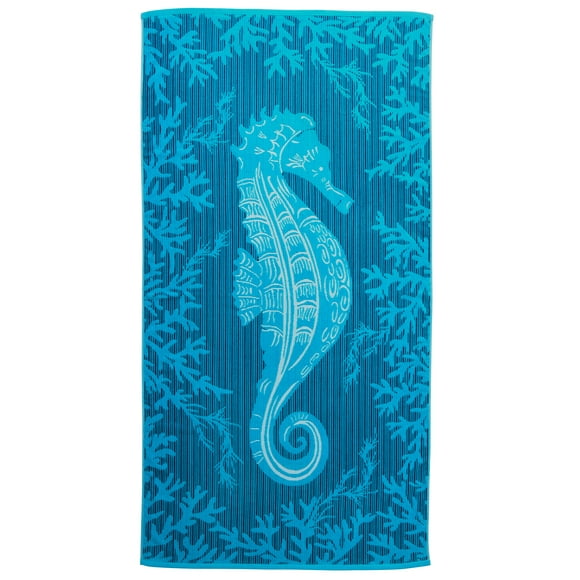 Better Homes & Gardens Coastal Seahorse Striped Cotton-Blend Beach Towel