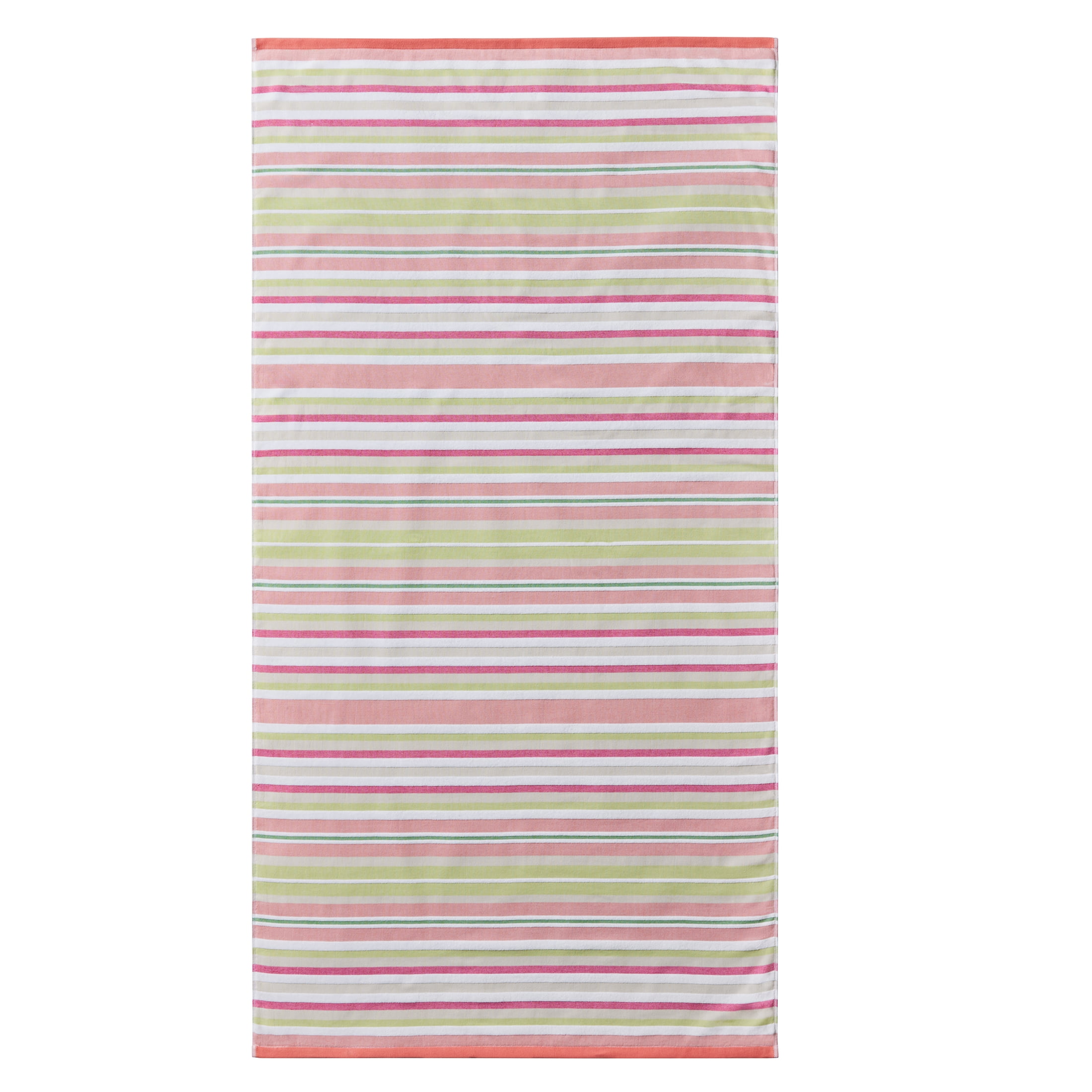 Better Homes & Gardens Coastal Tropez Striped Pink & Green Cotton-Blend Beach Towel