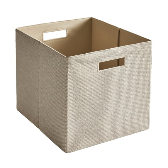 Better Homes & Gardens Collapsible Fabric Cube Storage Bin, Toasted Almond Textured