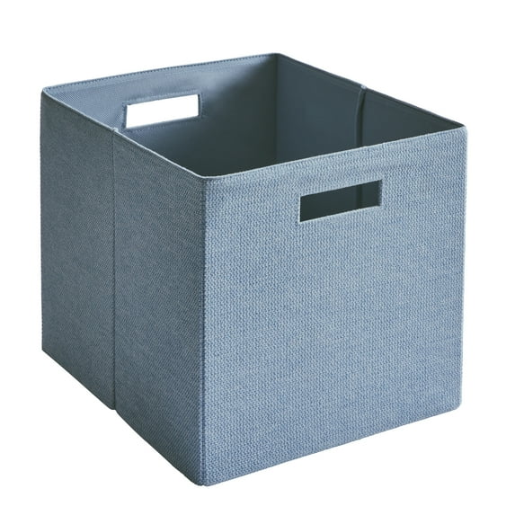 Better Homes & Gardens Collapsible Fabric Cube Storage Bin, Soft Blue Textured