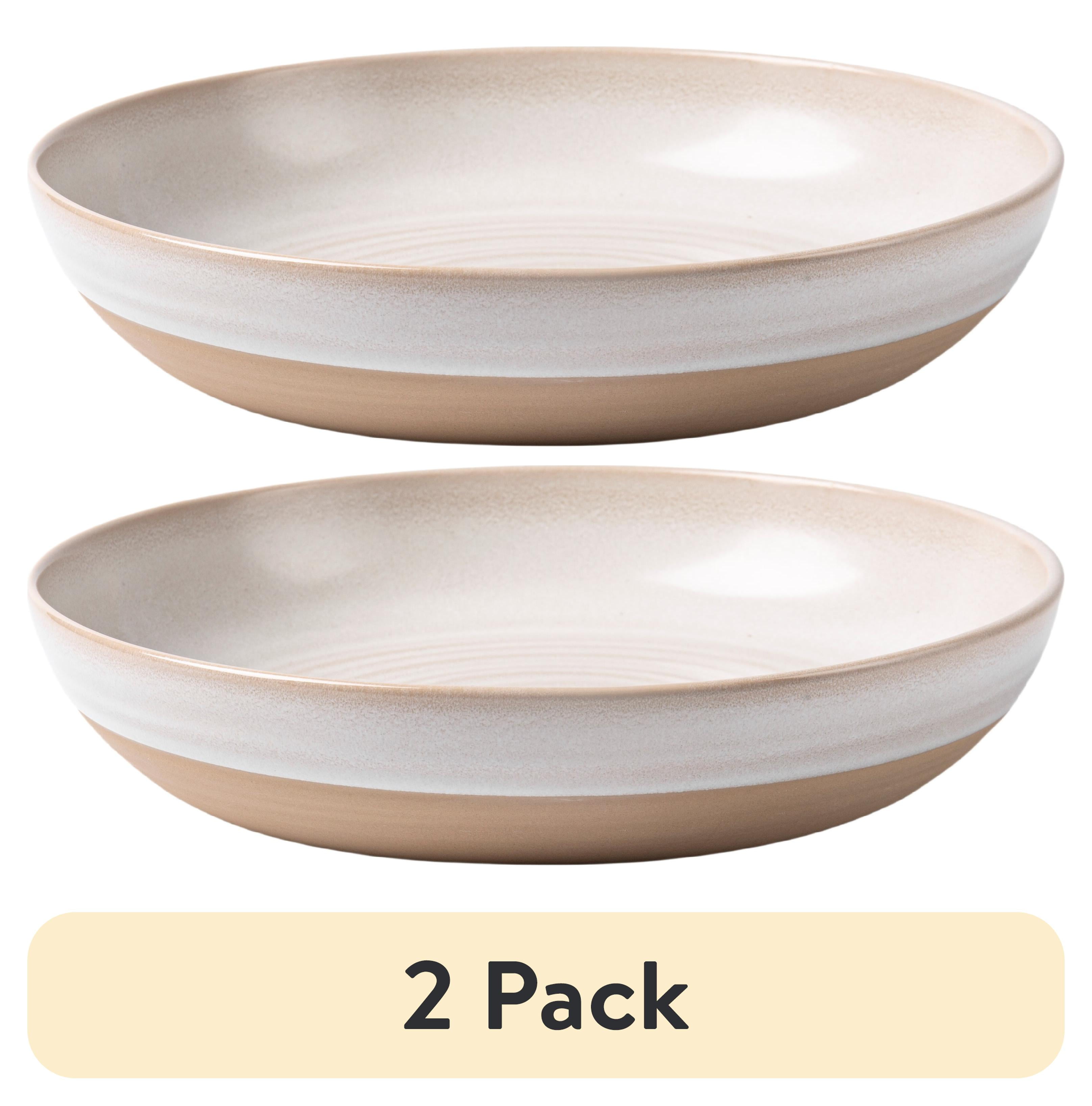 (2 pack) Better Homes & Gardens-Collins Cream Stoneware Round Dinner Bowl